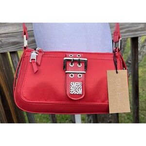 NWT STEVE MADDEN Nylon Ribbon Red BRUBBEN Crossbody Purse Bag DT625035